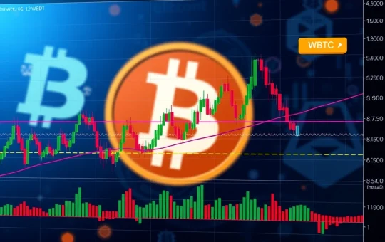 A detailed chart illustrating Wrapped Bitcoin's (WBTC) 24-hour market performance with key technical indicators for July 27, 2025.