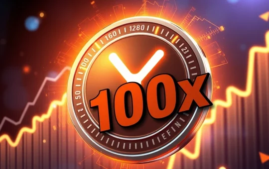 XRP coin glowing with potential for a 100x surge