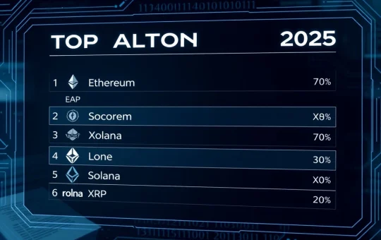 An AI interface showing top altcoin rankings, notably excluding XRP due to ongoing SEC legal uncertainty.