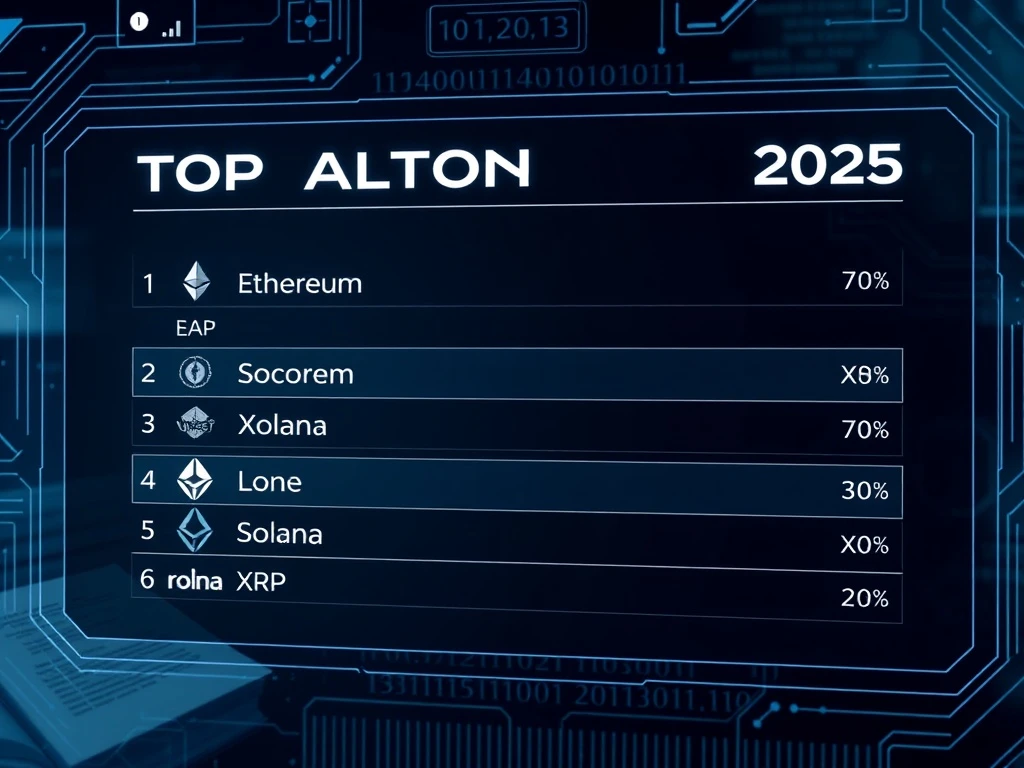 An AI interface showing top altcoin rankings, notably excluding XRP due to ongoing SEC legal uncertainty.