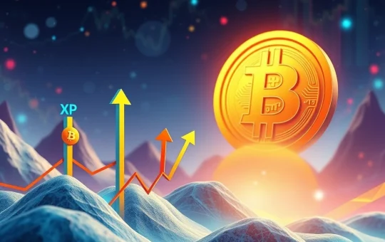 Dynamic charts showing XRP, Sui, and Pudgy Penguins surging, symbolizing the current altcoin surge and market optimism.