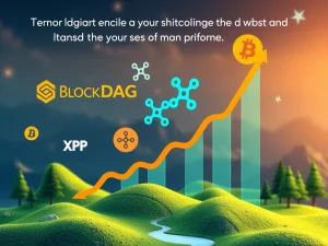 Depicts BlockDAG's impressive growth alongside XRP and BNB, symbolizing the broader utility crypto market shift.