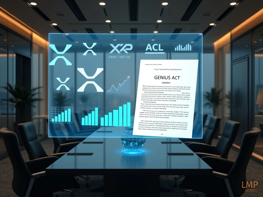 A corporate executive shaking hands over a table with blockchain symbols, representing Nature's Miracle's groundbreaking XRP corporate treasury initiative.