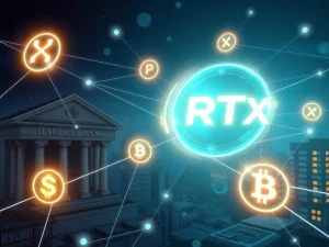 A visual representation of XRP and other PayFi tokens facilitating crypto-backed loans and cross-border payments for financial institutions.
