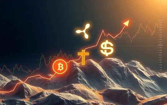 Visual representation of XRP News Today, Pi Coin, and SUI diverging paths amidst significant crypto market shifts in July 2025.