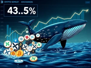 Visualizing Chris Larsen's significant XRP holdings reduction through recent token transfers to crypto exchanges.