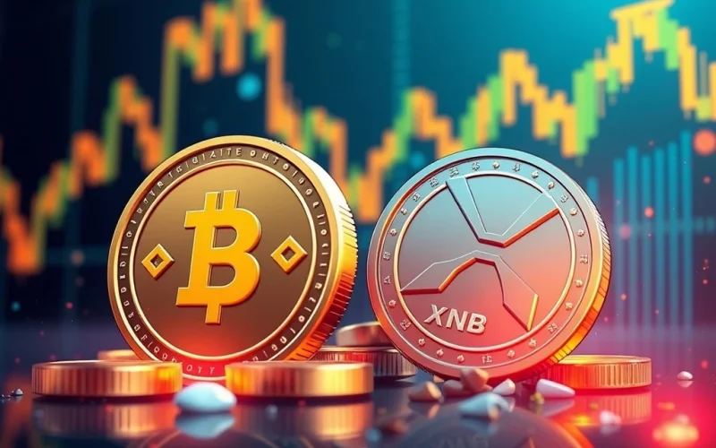 BNB and XRP tokens with bullish market trends showing strong buy pressure