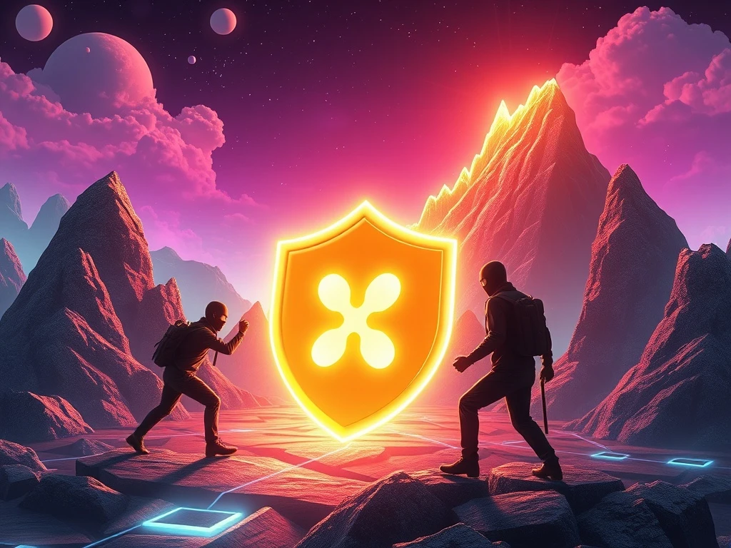 Digital lock guarding a crypto wallet from phishing, highlighting urgent crypto security needs amidst rising XRP News and scams.
