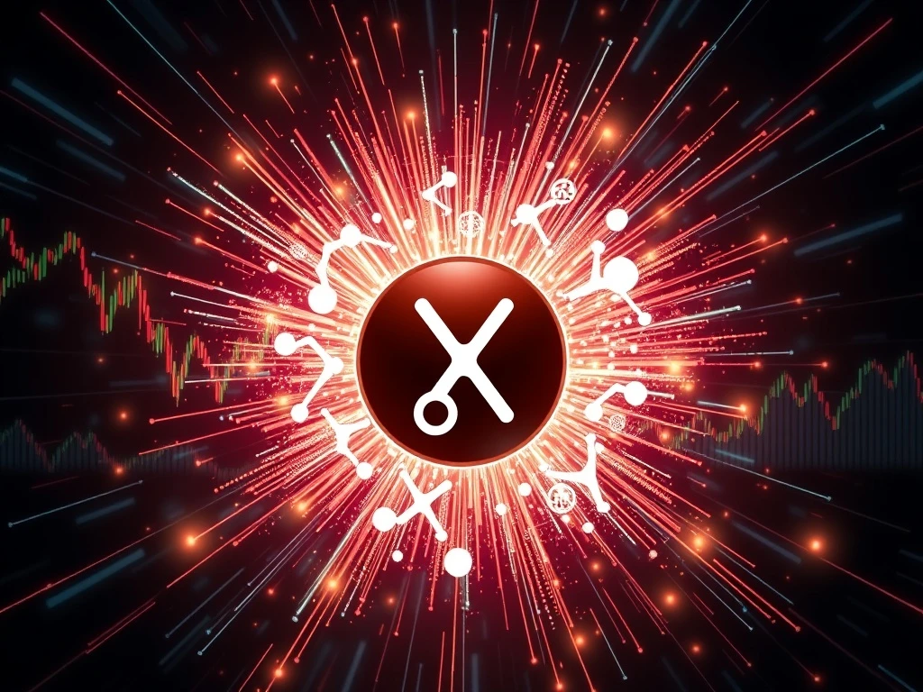 XRP logo exploding with potential price surge and market growth
