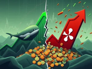 Chart showing XRP's significant price drop contrasted with Bitcoin Cash's surge, highlighting crypto market volatility.