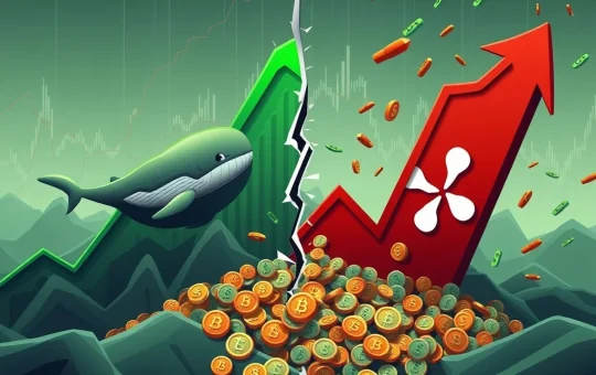 Chart showing XRP's significant price drop contrasted with Bitcoin Cash's surge, highlighting crypto market volatility.