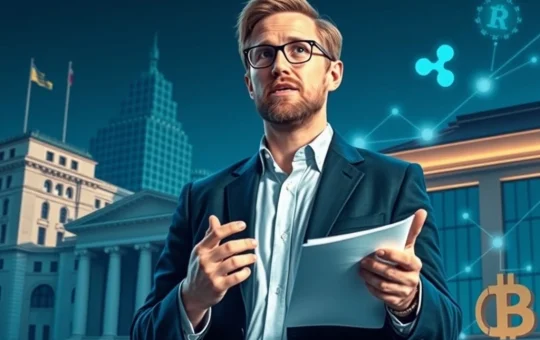 Ripple CEO Brad Garlinghouse unveiling a strategy for XRP institutional adoption, symbolizing the bridge between traditional finance and crypto.