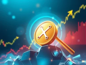 XRP coin surging with legal clarity and bullish chart in the background