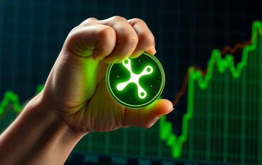 A resilient hand firmly holding a digital XRP coin, symbolizing XRP holders' defiance against price dips and strong XRP support.
