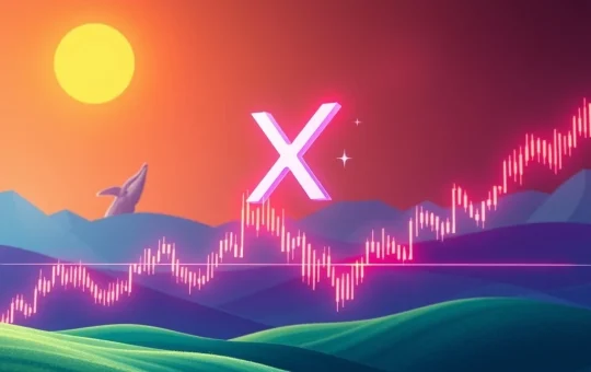A digital chart illustrating the explosive XRP price surge, with green bullish candles and technical indicators pointing upwards.