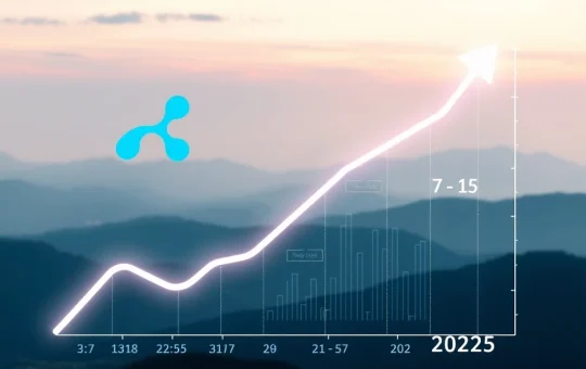An upward trending chart with the XRP logo, symbolizing the predicted XRP price surge to $7-$15 by September 7, based on recent crypto market analysis.