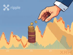 A dramatic chart illustrating the XRP price drop, influenced by Ripple co-founder Chris Larsen's large token sales.