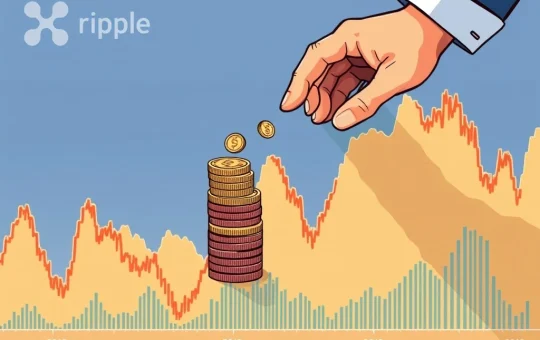 A dramatic chart illustrating the XRP price drop, influenced by Ripple co-founder Chris Larsen's large token sales.
