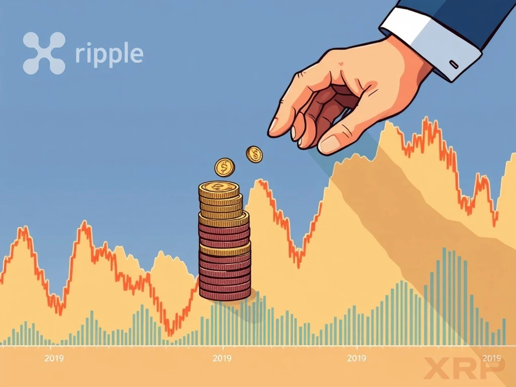 A dramatic chart illustrating the XRP price drop, influenced by Ripple co-founder Chris Larsen's large token sales.