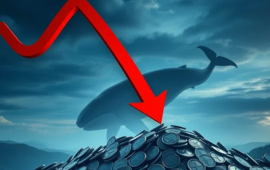 XRP price chart showing a sharp decline after large whale sales, illustrating significant crypto market impact.