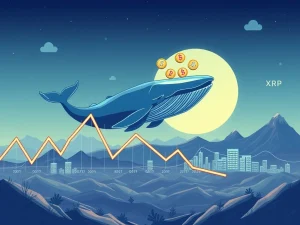 An alarming chart shows XRP price plunging due to significant whale transfers, reflecting market anxiety.