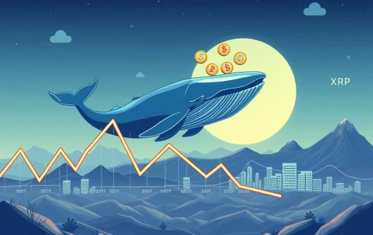 An alarming chart shows XRP price plunging due to significant whale transfers, reflecting market anxiety.