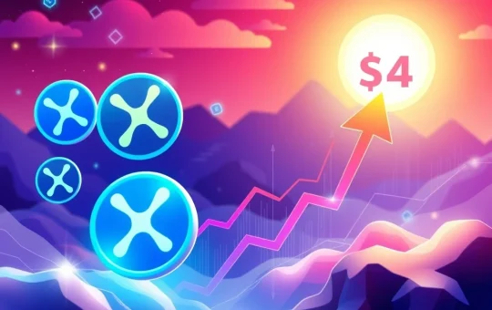 A visual representation of XRP price prediction charts showing significant XRP gains and potential movement towards a $4 target.
