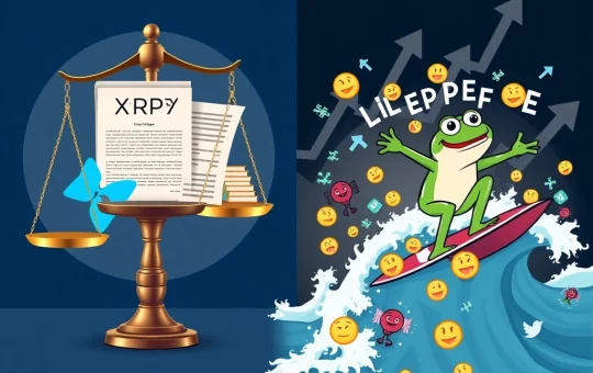 Illustrating the contrasting trajectories of XRP price target and meme coin LILPEPE in the volatile crypto market.