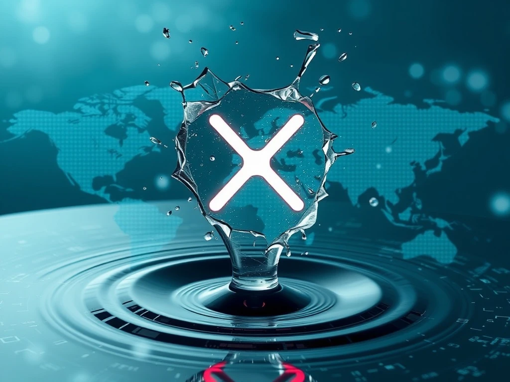 An explosive visual of XRP Ripple disrupting traditional finance, symbolizing its potential to revolutionize digital payments.