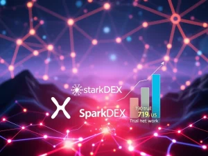 An illustrative depiction of SparkDEX driving exponential growth within the Flare DeFi ecosystem, highlighting its impact on XRP News and the broader crypto market.