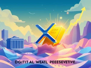 XRP logo transforming into a gold bar, symbolizing its potential as a store of value amidst institutional interest and growth.