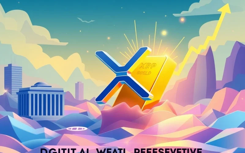 XRP logo transforming into a gold bar, symbolizing its potential as a store of value amidst institutional interest and growth.