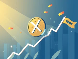 XRP coin surging with bullish flags and ETF symbols signaling a breakout