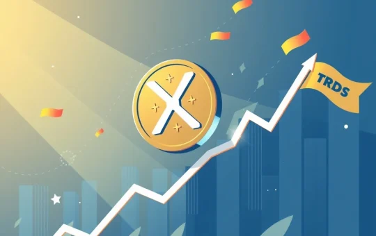 XRP coin surging with bullish flags and ETF symbols signaling a breakout