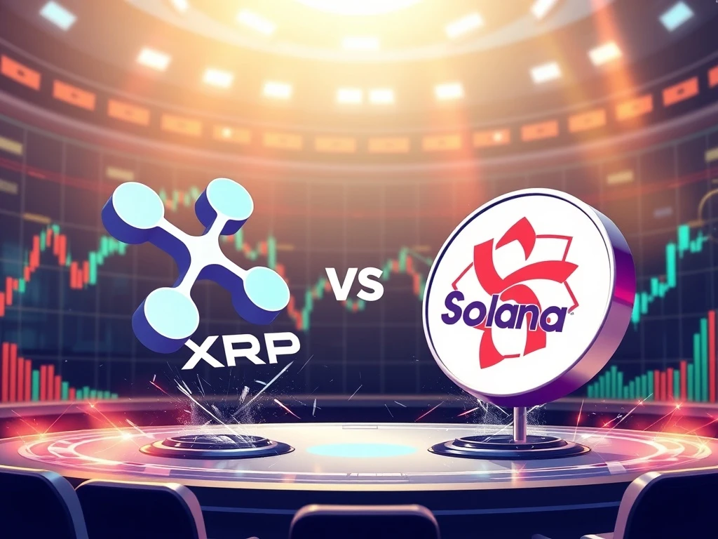 XRP and Solana competing in cryptocurrency futures trading volume and price momentum