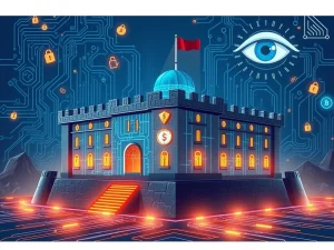 An abstract depiction of XXKK Exchange's enhanced crypto security infrastructure, showcasing robust defenses against digital threats.
