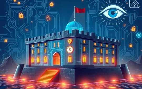 An abstract depiction of XXKK Exchange's enhanced crypto security infrastructure, showcasing robust defenses against digital threats.