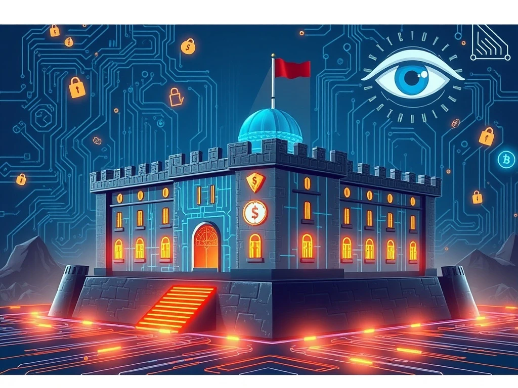 An abstract depiction of XXKK Exchange's enhanced crypto security infrastructure, showcasing robust defenses against digital threats.
