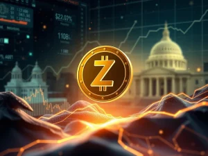 Chart showing Zcash price prediction soaring, symbolizing future growth driven by privacy blockchain and institutional interest.