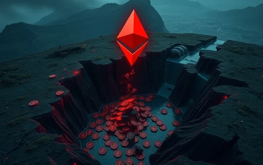 A visual representation of Aave experiencing a liquidity crisis due to large Ethereum withdrawals, highlighting DeFi risks.