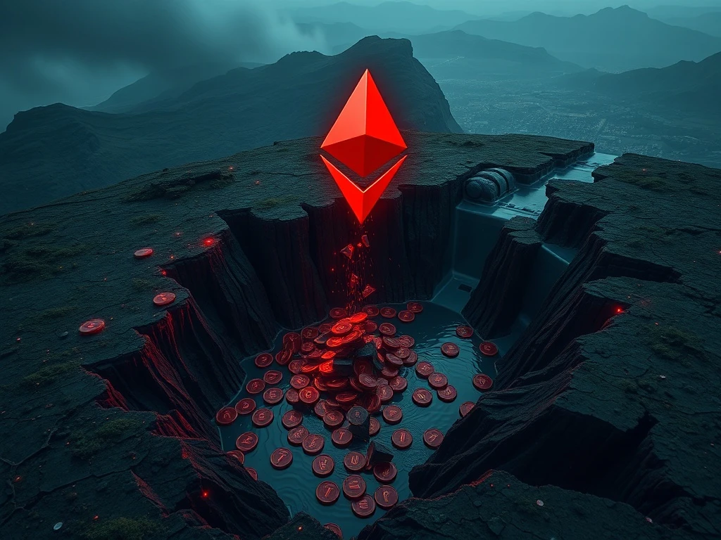 A visual representation of Aave experiencing a liquidity crisis due to large Ethereum withdrawals, highlighting DeFi risks.