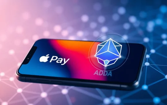 A smartphone screen showing ADA Apple Pay integration within Begin Wallet, symbolizing enhanced crypto accessibility for Cardano users.