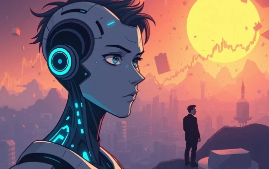 A dynamic image representing the impact of Elon Musk xAI's Ani AI on the AI Crypto market, showing both speculative surges and foundational decentralized AI projects.