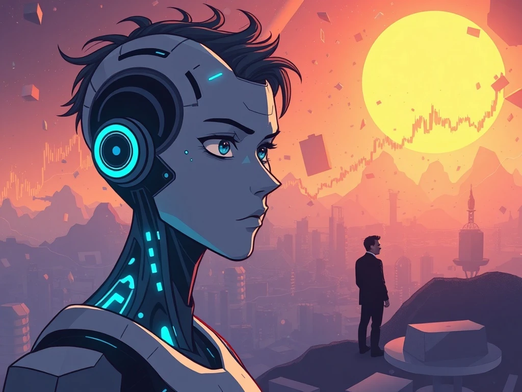 A dynamic image representing the impact of Elon Musk xAI's Ani AI on the AI Crypto market, showing both speculative surges and foundational decentralized AI projects.