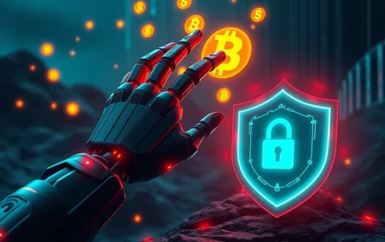 AI Crypto Threat: A digital representation of AI-powered risks impacting cryptocurrency security and financial assets.
