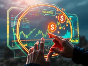 A digital interface visualizing AI crypto trading automation, symbolizing enhanced profitability and strategic market navigation.