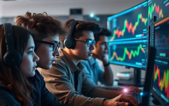 A young trader confidently using AI crypto trading tools on a digital interface, symbolizing reduced panic selling during market volatility.