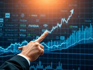 Graph showing an upward trend of blue-chip stocks, symbolizing an AI-fueled rally and renewed market stability.