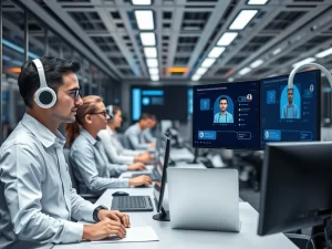White-collar workers using AI tools for productivity and work-life balance in a modern office