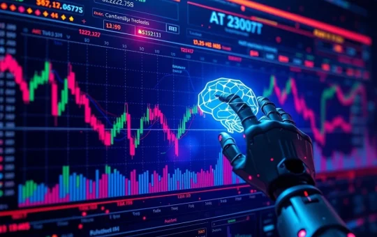 An AI-powered interface displaying crypto charts, symbolizing the revolution of AI Crypto Trading in 2025.